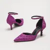 Zapatos de tacón alto de moda silenciosos para mujer de 6 cm 8,5 cm con punta fina, parte trasera hueca, tacones de aguja elegantes y correa en el tobillo