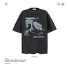 Camiseta de Manga Curta com Design Pintado à Mão em Algodão Puro Pesado 250g para Homens e Mulheres, Marca Moderna, Corte Solto, Novo Estilo Transfronteiriço, Atacado