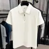 Cárdigan de Verano para Hombres de Mediana Edad, Camiseta de Manga Corta, Solapa con Cremallera para Hombre, Polo Holgado de Seda Helada de Manga Corta para Negocios Casual