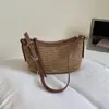 Bolsa de Ombro Tecida em Palha para Mulheres, Nova Moda Verão 2026, Bolsa de Praia, Bolsa Transversal de Ombro Tecida à Mão
