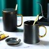 Taza de Cerámica Esmerilada de Alto Valor de Color para Hombre y Mujer Taza de Café Negro Taza para Té con Leche Vaso para Agua Hogar Estilo Japonés con Tapa