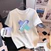 Camiseta Branca de Manga Curta Masculina Verão 2025 Nova Solta Camisa Básica Top de Celebridade da Internet Camiseta de Algodão para Adolescentes
