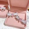 Camellia Venecia princesa rosa diamante anillo de lazo pulsera chapada en oro de 18 quilates cadena dulce fresca para chica pendientes de borla