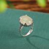 Anillo de plata de ley S925 Yilu con diseño de jade hetiano, estilo étnico, estilo retro, elegante y vintage con superficie de huevo Ruyi