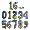 Versión americana de 16 pulgadas juegos de diez números 0-9 globos de aluminio fiesta de cumpleaños diseño creativo empaque decorativo globo