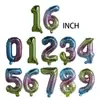 Versión americana de 16 pulgadas juegos de diez números 0-9 globos de aluminio fiesta de cumpleaños diseño creativo empaque decorativo globo