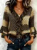 Camisa de mujer a rayas estilo dulce de comercio exterior de un solo botón con tapeta de volantes en V y mangas de tres cuartos acampanadas de doble capa con volantes
