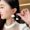 Aretes de Bola Esponjosa Nube Blanca Lindos Dulces Lazo Azul Corazón de Niña Clip para la Oreja
