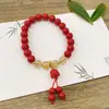 Pulseira de Cinábrio Contas Cabeça de Dragão Areia Vermelha Pulseira Xianglong Estilo Retrô Ano do Zodíaco Homens e Mulheres Bênção Auspiciosa Presente Joia