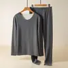 Ropa interior térmica sin costuras para hombre, engrosada, forrada de polar, a prueba de frío, de terciopelo, pijama talla grande, ropa de otoño, traje de pantalones largos, otoño e invierno
