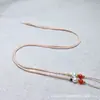 Corda para Colar de Contas Dzi Entrançadas Semi-Acabada, Corda de Corrente para Clavícula com Pingente da Paz de Ágata de Jade, Pingente de Jade com Duas Furações