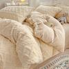 Conjunto de Cuatro Piezas de Tafetán Polar de Invierno Engrosado Cálido Manta de Polar de Leche Polar de Coral Conjunto de Tres Piezas para Cama de Dormitorio de Estudiante