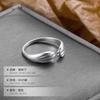 Anillo de garra de gatito japonés de plata S925 bajo el árbol baniano para mujer, lindo, personalidad, estudiante, plata lisa, anillo de comida, abertura ajustable