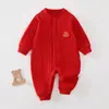 Ropa de una pieza cálida de otoño e invierno para bebés, ropa acolchada ajustada, mameluco infantil cálido estilo otoño e invierno