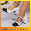 Sapatos Mary Jane Retrô de Nicho Estilo Francês 2025 Nova Moda Versátil Estilo Chanel Bico Quadrado Salto Baixo Sapatos Solteiros de Salto Grosso para Mulheres