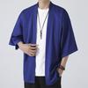 Chaqueta tipo capa de color sólido informal para hombre, estilo chino, de verano, con mangas de siete puntos, de seda fina, con protector solar, talla grande