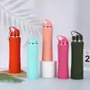 Garrafa de Água Esportiva Portátil com Canudo, Copo Portátil para Uso Externo com Dupla Bebida, Cintura Fina, Termo de Aço Inoxidável 304 a Vácuo