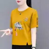 Comercio Exterior Transfronterizo Nuevo Estilo Chino Estilo Nacional Ropa de Mamá Camiseta de Manga Corta para Mujer Atuendo de Moda para Mujer Camiseta Elegante