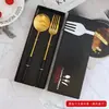 Acero Inoxidable 304 Vajilla Occidental Cuchillo Portugués, Tenedor y Cuchara, Cuchillo para Bistec Occidental Creativo, Tenedor, Cuchara y Palillos Juego de Regalo