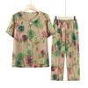 Pijama de Mamá para Mujer Verano Nuevo Traje Estampado Tridimensional Moda de Abuela para Mediana Edad y Adultas Mayores Conjunto de Dos Piezas de Manga Corta para Verano