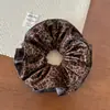 Luz de Outono Luxo Retrô Couro Estampa de Leopardo Scrunchie Coque Prendedor de Cabelo Acessório de Cabelo Corda de Cabelo Melade para Mulheres