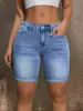 Item de Venda Quente Transfronteiriço na Amazon Temu Shein Shorts Jeans Feminino de Cintura Média com Elastano Dobrados