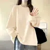 Camiseta de Manga Longa 100% Algodão para Mulheres Primavera e Outono Estilo Coreano Nova Solta Estudante Gola Redonda Camisa Básica Top Externo para Homens
