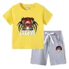 2023 Camiseta infantil verão novo comércio exterior roupas infantis em algodão coreano calças de manga curta infantil terno de duas peças