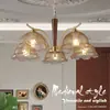 Lámpara Colgante de Comedor Estilo Wabi-Sabi Vintage de Nogal, Lámpara Colgante Retro para Sala de Estar, Luz de Dormitorio de Lujo Nórdico de Cobre Pulido