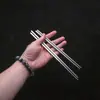 Palillos Semicirculares de Acero Inoxidable Purificado de Titanio Ti para el Hogar Antideslizantes y Anti-quemaduras Palillos para Restaurante Resistentes a Altas Temperaturas Palillos Chinos de Acero Inoxidable