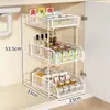 Estante de almacenamiento de cocina extraíble para gabinete debajo del fregadero, canasta de cajón ultraprofunda para especias, estante de almacenamiento en capas para lavabo