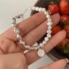 Versión coreana de pulsera de plata perla que no se desvanece, pulsera combinada, verano para mujer, estilo ins, joyería de alta gama al por mayor