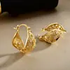 Pendientes Huecos de Diseño de Nicho con Forma de U Retorcida Incrustados con Circonita y Patrón Retorcido, Pendientes de Lujo Ligero Exquisitos Elegantes de Gama Alta