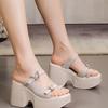 Nuevos Zapatos de Plataforma con Cuña de Tacón Súper Alto para Mujer, Chanclas de Suela Gruesa para Uso Exterior de Verano para Mujer, Sandalias de Tacón Grueso de Gama Alta para Mujer