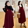 Novedad Otoño/Invierno 2026 Vestido de Maternidad Elegante Aclarador de Piel Retro Pana Talla Grande Peto Conjunto de Maternidad
