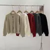 Suéter de Punto Nuevo para Otoño e Invierno con Botones de Colores Estilo Holgado Perezoso Versátil Elegante Adelgazante Cuello Corazón Suéter Pulóver para Mujer