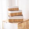 Cesta de Almacenamiento Tejida de Bambú con Puntos Caja de Almacenamiento de Tela para Cosméticos de Escritorio Cesta Tejida a Mano Cesta Tejida Pastoral para Almacenamiento de Juguetes