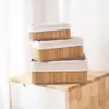 Cesta de Armazenamento Trançada de Bambu, Caixa de Armazenamento para Cosméticos, Cesta Trançada à Mão, Cesta Trançada Pastoral para Armazenamento de Brinquedos, Armazenamento de Mesa