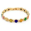 Pulsera de Cristal Imitación Ojo de Gato de Colores de Venta Caliente Transfronteriza Europea y Americana para Mujer, Joyería de Mano Versátil, Sencilla, Moderna y Popular Incrustada con Diamantes