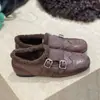 Sapatos de Couro Brogue Esculpido para Mulheres 2025 Novo Estilo Mocassins de Commuter com Forro de Lã