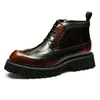 [vip para] botas martin masculinas de cano alto estilo britânico couro esculpido brogue plataforma brilhante sapatos de cano alto