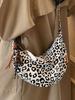 Bolso de Lona con Estampado de Leopardo Coreano para Mujer 2025 Nueva Moda Bolso de Hombro Sencillo Moda Otoñal Bolso Cruzado para Viajar Bolso Dumpling