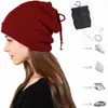Cachecol de Tricô Aquecido por USB para Mulheres, Engrossado e Quente, com Design de Proteção para o Pescoço, Combinado com um Chapéu Casual de Rua Estilo Americano