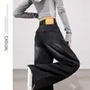Jeans retro americanos de pierna ancha y corte curvo en negro y gris, de tiro alto, adelgazantes, alargadores, corte relajado, pantalones rectos hasta el suelo