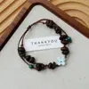 Pulsera de Grano de Café de Cerámica Jingdezhen, Refrescante y que no se decolora, Joyería de Alta Gama para Mujer, Accesorio Versátil de Nuevo Estilo Chino, Mayoreo