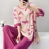Pijama Tradicional con Botones Estilo Chino Nuevo Mianchou Shijia para Mujer Modelo Nuevo 2026 Conjunto de Manga Media de Algodón Artificial Adecuado para Usar Afuera en Verano