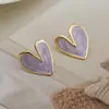Novos brincos fofos de cor roxo taro e verde abacate para primavera e verão, femininos, estilo ins, doce, fada, cor pérola, brincos de gota com esmalte
