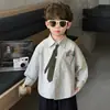 2032 Camisa de Manga Larga para Niños Primavera y Otoño 2026 Nuevo Estilo Ropa Coreana para Niños Camisa Guapo Travieso Ropa de Otoño para Bebé Niño Top