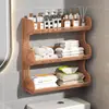 Estante de almacenamiento para baño sin taladro, gabinete de almacenamiento de cosméticos para lavabo montado en la pared, estante de almacenamiento para baño montado en la pared