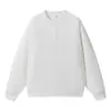 Roupas Masculinas ACU Moletom acolchoado com retalhos de cor sólida e gola henley para homens, novo produto outono e inverno 2026, top simples de caimento solto para homens